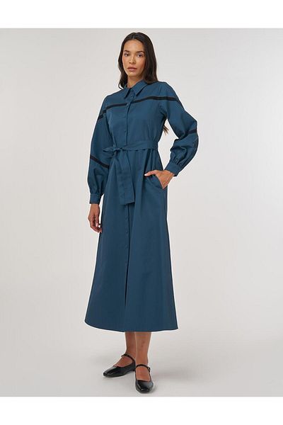 KYR Contrast Stitched Maxi Dress Petrol