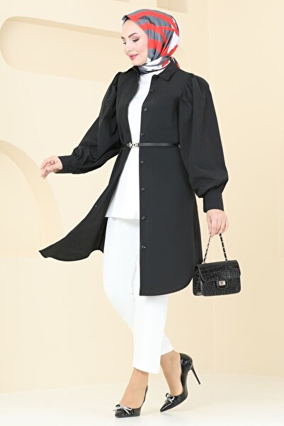 ModaMerve Balon Kollu Tesettür Tunik 3039KTR750-MS Siyah