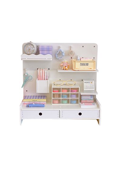 KidLe Office Storage Hole Board Desktop Vertical Board Organizer Desk Hooks Drawer Partition Desktop