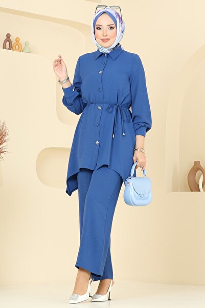 ModaMerve Asimetrik Kesim Aerobin Takım 426DVL817-MS İndigo