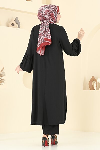 ModaMerve Güpür Detay Bürümcük Takım 417DVL817-MS Siyah
