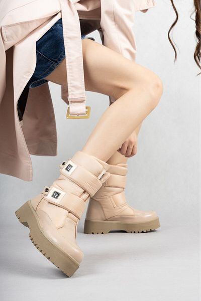 Skygo Miah Nude Patent Leather Snow Boots