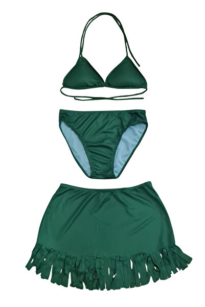 Glowzia Yeşil Kadın Üçgen Etekli Bikini Takımı