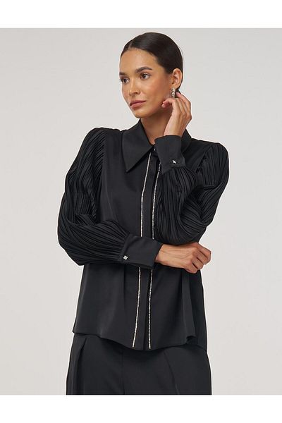 Kayra Pleated Stylish Tunic Black