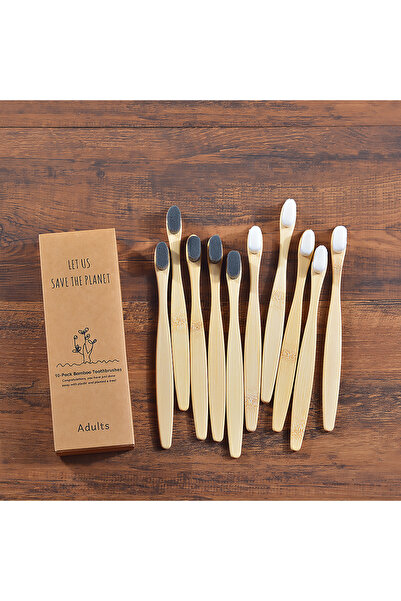 Choice3 5 رمادي 5 أبيض 10 قطع فرشاة أسنان ناعمة فائقة النعومة صديقة للبيئة للسفر مصنوعة من ألياف ناعمة نانو يدوية أيضًا