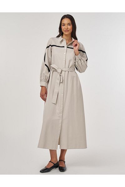 KYR Contrast Stitched Maxi Dress Stone
