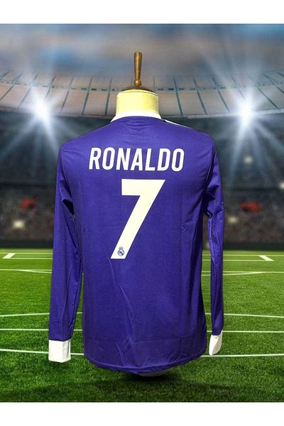 After Party Cristiano Ronaldo Cardiff .League 2017 Purple Long Sleeve Adult Jersey Vs Sports Singlet Ag