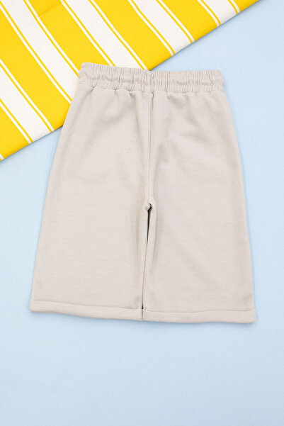 Cansın Mini Cream Elastic Waist Jogger Fabric Basic Boy's Shorts 21159