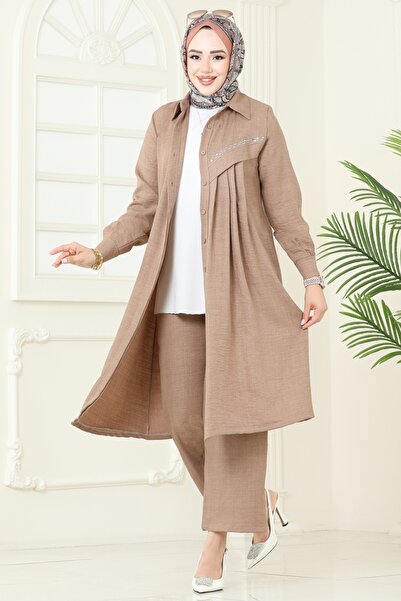 ModaMerve Taş Detaylı Sofia Takım 3128HBS856-MS Vizyon