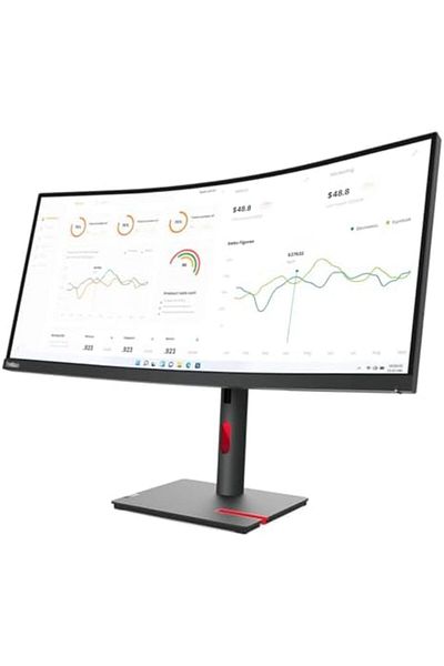 LENOVO شاشة ThinkVision T34w-30 LCD منحنية بدقة UW-QHD مقاس 34 بوصة - 21:9 - أسود غامق