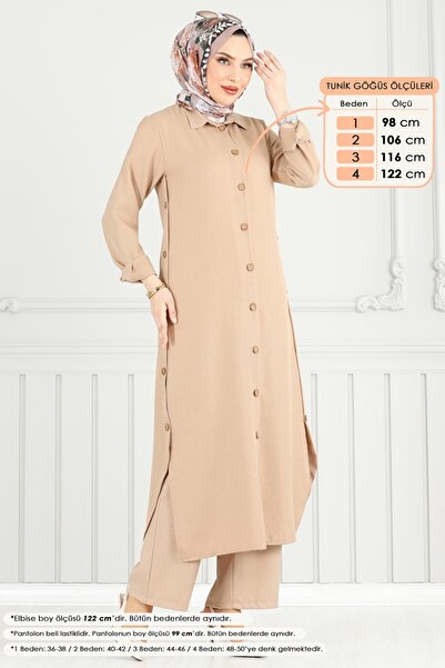 ModaMerve Yırtmaç Düğmeli Takım 833OZN1046-MS Vizyon