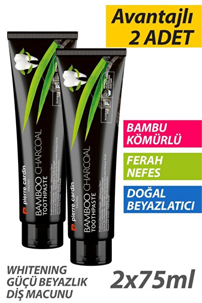 Pierre Cardin Bambu Kömürlü Diş Macunu 75 ml x 2 – Doğal Beyazlatıcı & Ferah Nefes – Avantajlı Set