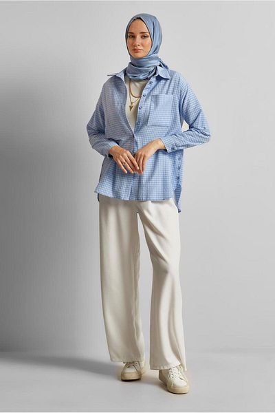 Alvina Plaid Patterned Cotton Tunic 45779