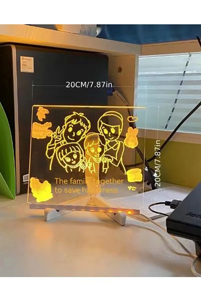YNT İthalat Neon Light 7 Colors Light Painting Pen Led Picture Board Painting Board Pens 20 X 20
