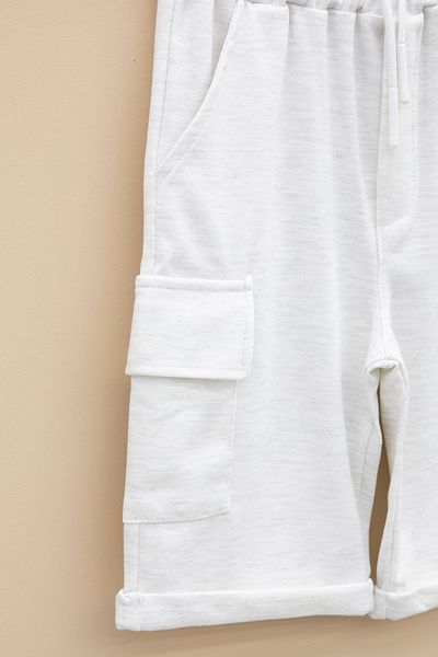 Cansın Mini Light Gray Single Cargo Pocket Boys' Straight Shorts 21119