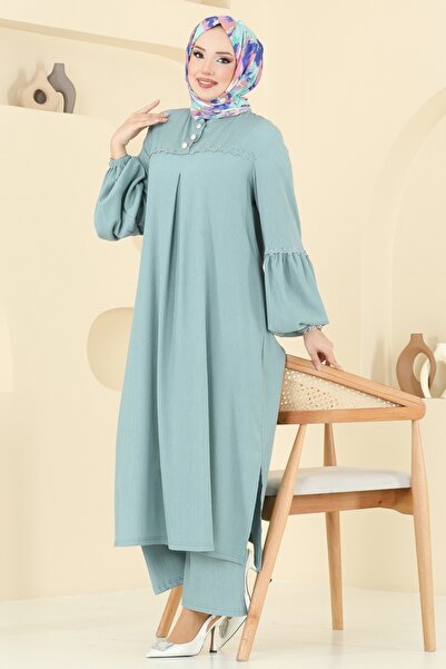 ModaMerve Güpür Detay Bürümcük Takım 417DVL817-MS Açık Mint