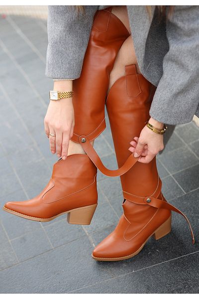 Skygo Milla Tan Skin Removable Heeled Boots and Boots
