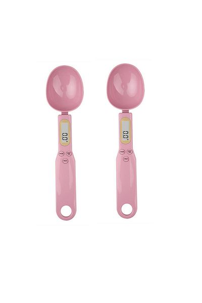 Choice6 1Kg 2PCS Pink Mini Spoon Scale Digital Kitchen Scale Electronic LCD Food Scale 0.1-500g Cooking Flou