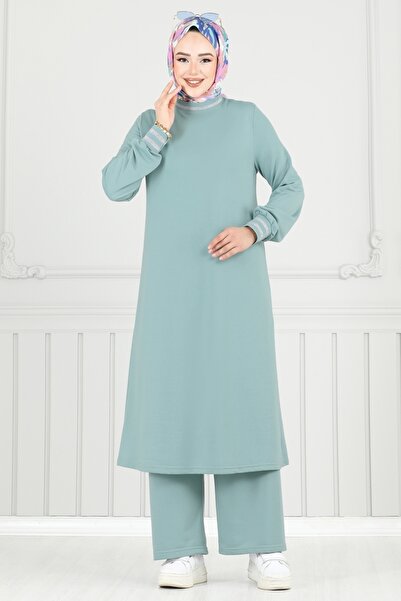 ModaMerve Garni Simli Tesettür Takım PL9148-MS Açık Mint