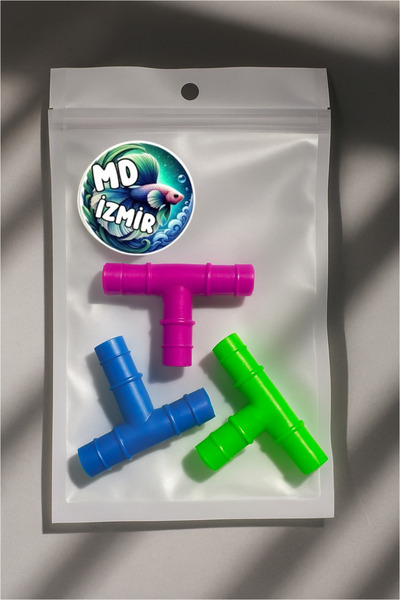 Meeori 3'lü Akvaryum Hortum Eki T Eki Hava Hortumu T Baglantı Aparatı ( Karış...