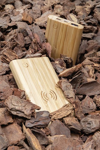 Natural Baterie externă wireless, 8.000 mAh, bambus