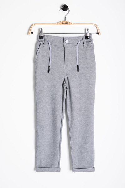Cansın Mini Gray Waist Lace-Up Double Leg Boys Jogger Fabric Trousers 20746