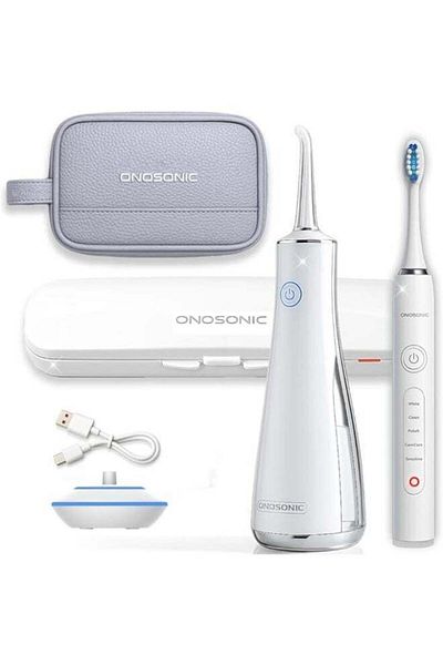 ONOSONIC DX-1 Electric Toothbrush + FREE DF-1 Water Flosser & FREE Travel Pouch included - Teeth Whi