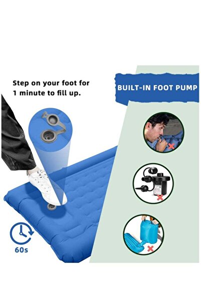 COOYA حصيرة تخييم قوية الدعم، مرتبة نوم قابلة للنفخ بسمك 196 سم مع وسادة