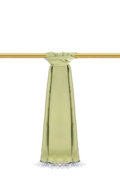 Bursa İpek Green Gray Double Sided Silk Shawl