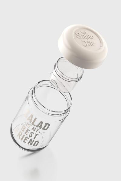 Renga Vega Sos Hazneli 660 ml Cam Salata Kavanozu 192011 Bej