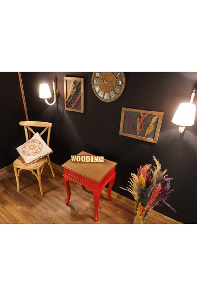 Wooding Mobilya Çekmeceli Masif Kırmızı Natürel Komodin - Yan Sehpa