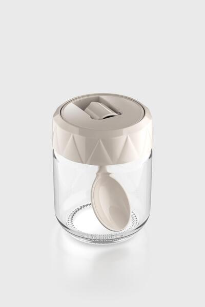 Renga Lexa 210 ml Glass Spice Jar with Spoon 161019 Beige
