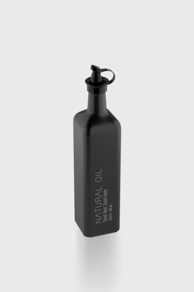 Renga Urla Text Patterned 750 ml Glass Oil Bottle 152074 Matte Black
