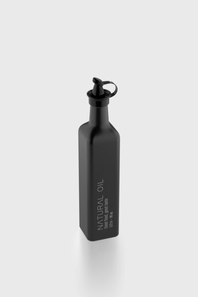 Renga Urla Text Patterned 500 ml Glass Oil Bottle 152073 Matte Black
