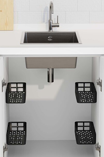 nouray (4LÜ SET) 4 adet güçlü yapışkanlı banyo rafı duş rafı mutfak tezgah altı raf çocuk odası çok amaçlı