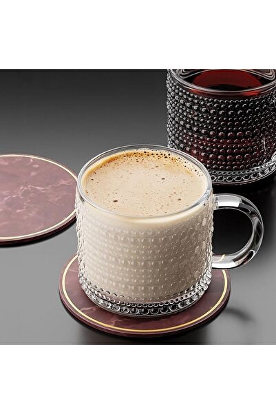 Karçiçeği Home 3-Piece Glass Tea, Coffee and Latte Cup Carnaval Pattern Special Design Luxury Mug Mug Cup 300ml