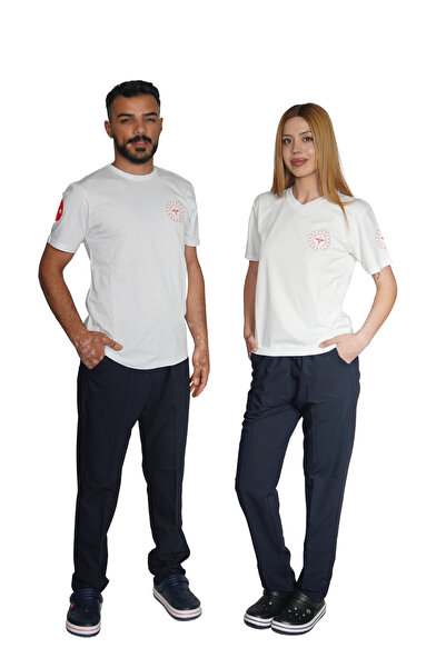 Marka 112 ACİL SAĞLIK BASKILI KISA KOLLU V YAKA COMFORT T-SHIRT
