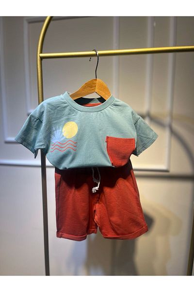 baume clothes Full Moon Printed Baby Boy Top-Under Set