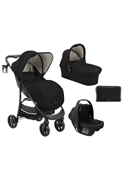 Kikka Boo KikkaBoo Selina Black 2024 3in1 Modular Stroller, with Reversible Sports Seat, Carrycot, Approved Car Seat
