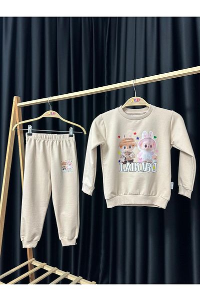 Alpbebe Labubu 2 Thread Pocket Detailed Tracksuit Set - Beige