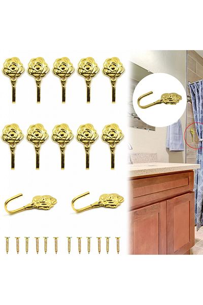 jinminamz Set Of 10 Wall Hooks, Metal, Gold, 9.4 X 2.2 Cm