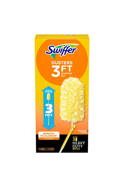 Swiffer منفضة غبار متينة قابلة للتمدد بزاوية 360 درجة برأس من الألياف بطول 3 ...