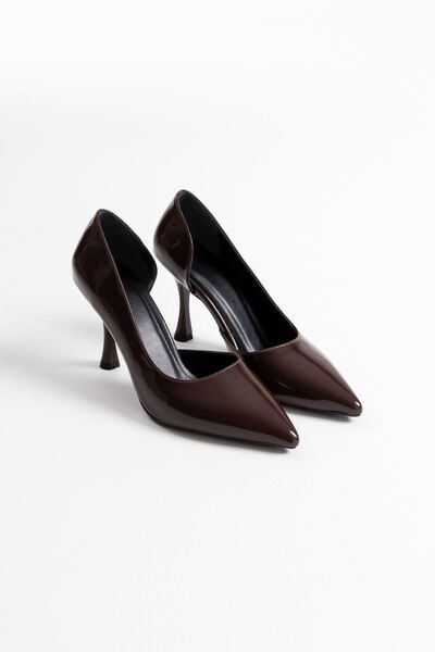 Abacca Angela women's bitter brown patent leather high heeled shoes