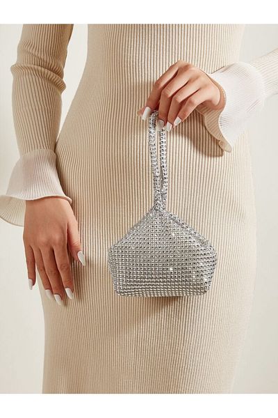 La Saade Crystal Veil Bag-Mini Clutch with Crystal Stones