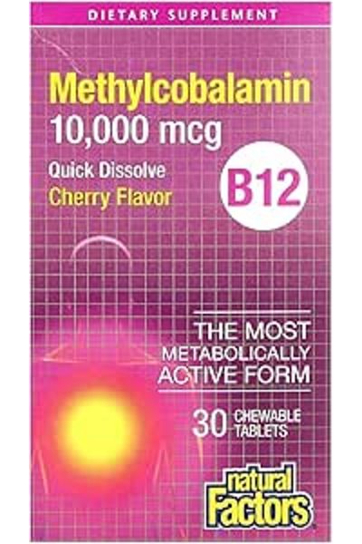 Natural Factors أقراص ميثيل كوبالامين NF B12 1000 ميكروجرام بنكهة الكرز - 30 قرصًا