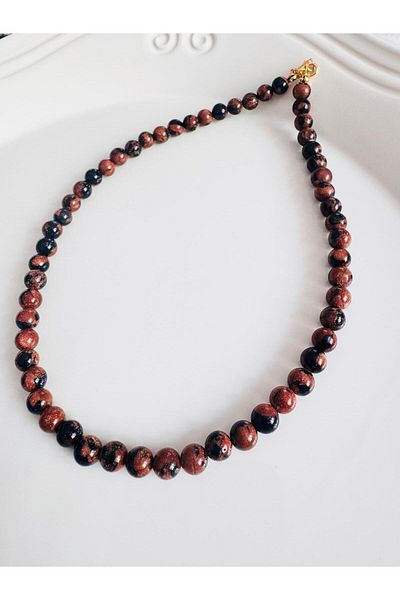 DEVİ fashion Star Stone 6 mm Natural Stone Necklace 46 cm