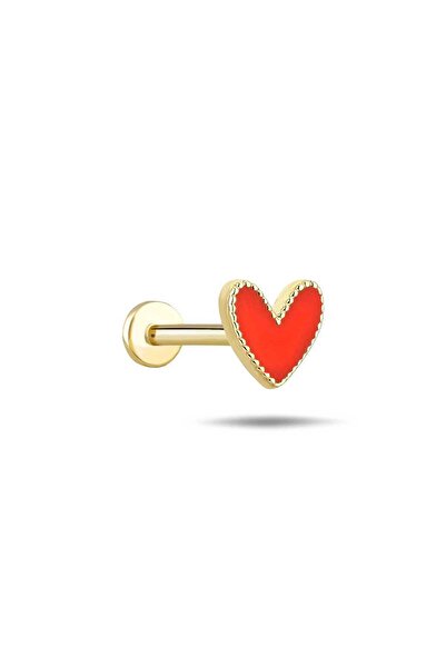 Cherry by Özkonak Kırmızı Mineli Kalp Tragus Piercing