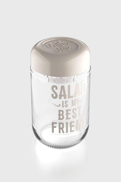 Renga 660 ml Glass Salad Jar with Sauce Container 192011 Beige