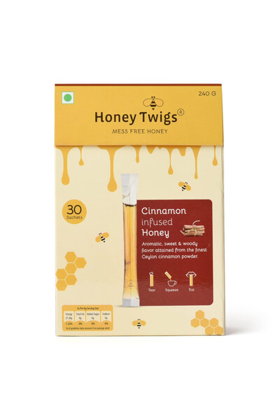 Honey Twigs Cinnamon Infused Honey - 30 x 8 g x 2 Pack