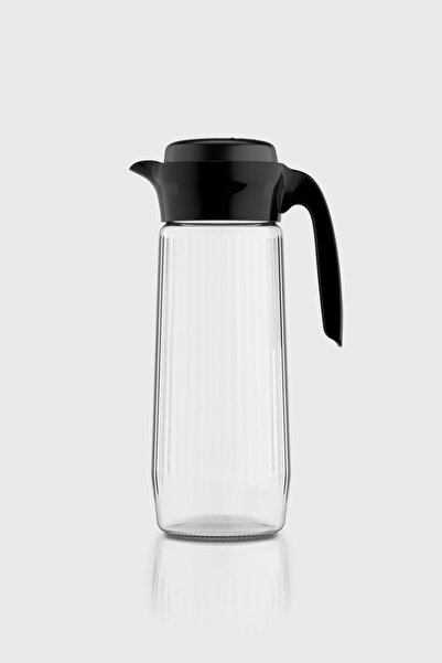 Renga Daisy 1500 ml Siyah Kapaklı Gravürlü Cam Sürahi 111023